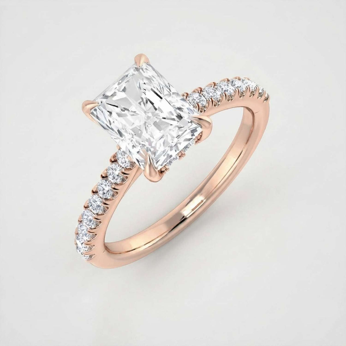 White Gold Radiant Cut Diamond Engagement Ring Christmas Gift