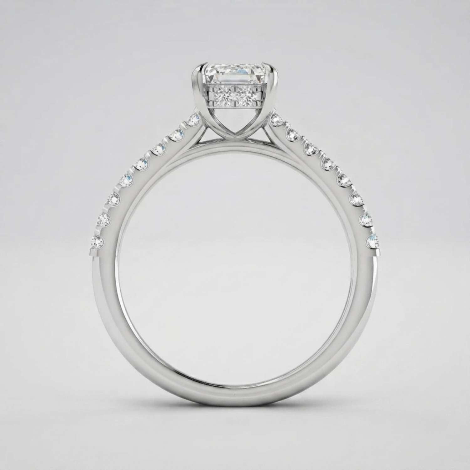 White Gold Radiant Cut Diamond Engagement Ring Luxury Gift Wife