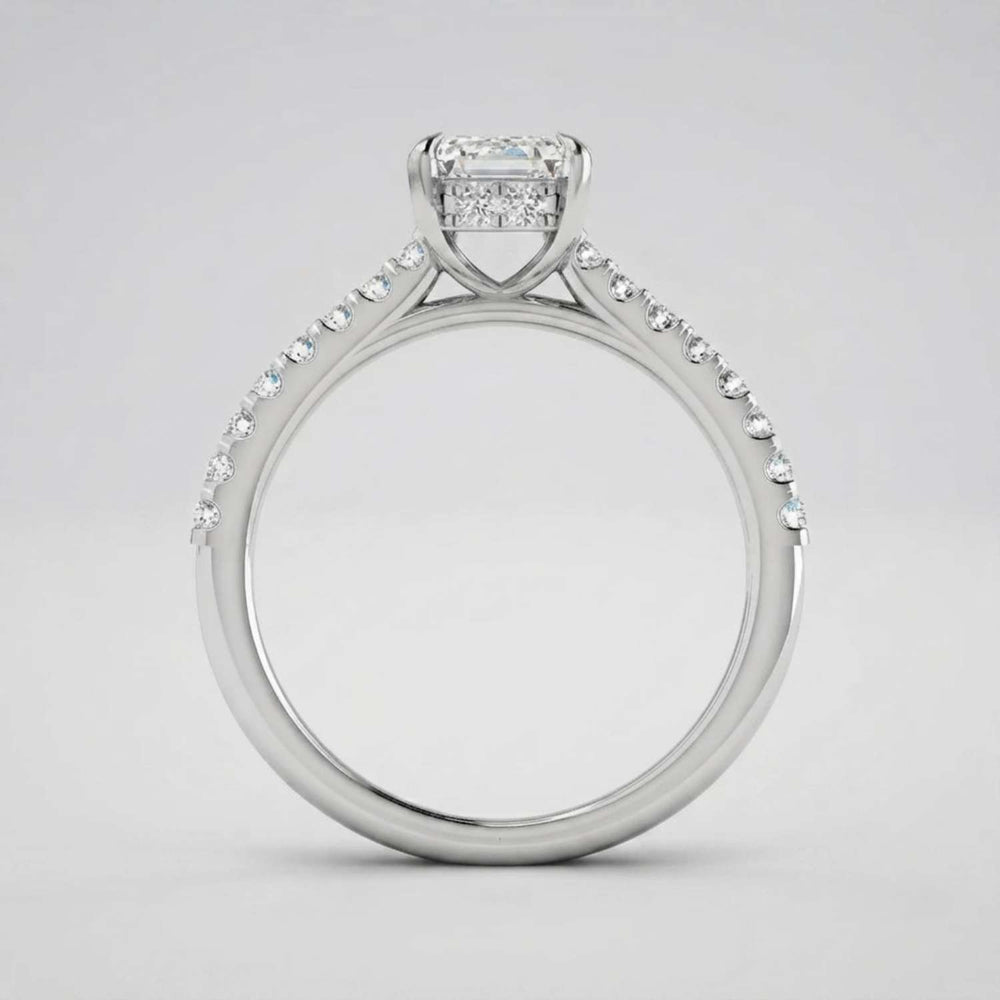 White Gold Radiant Cut Diamond Engagement Ring Luxury Gift Wife