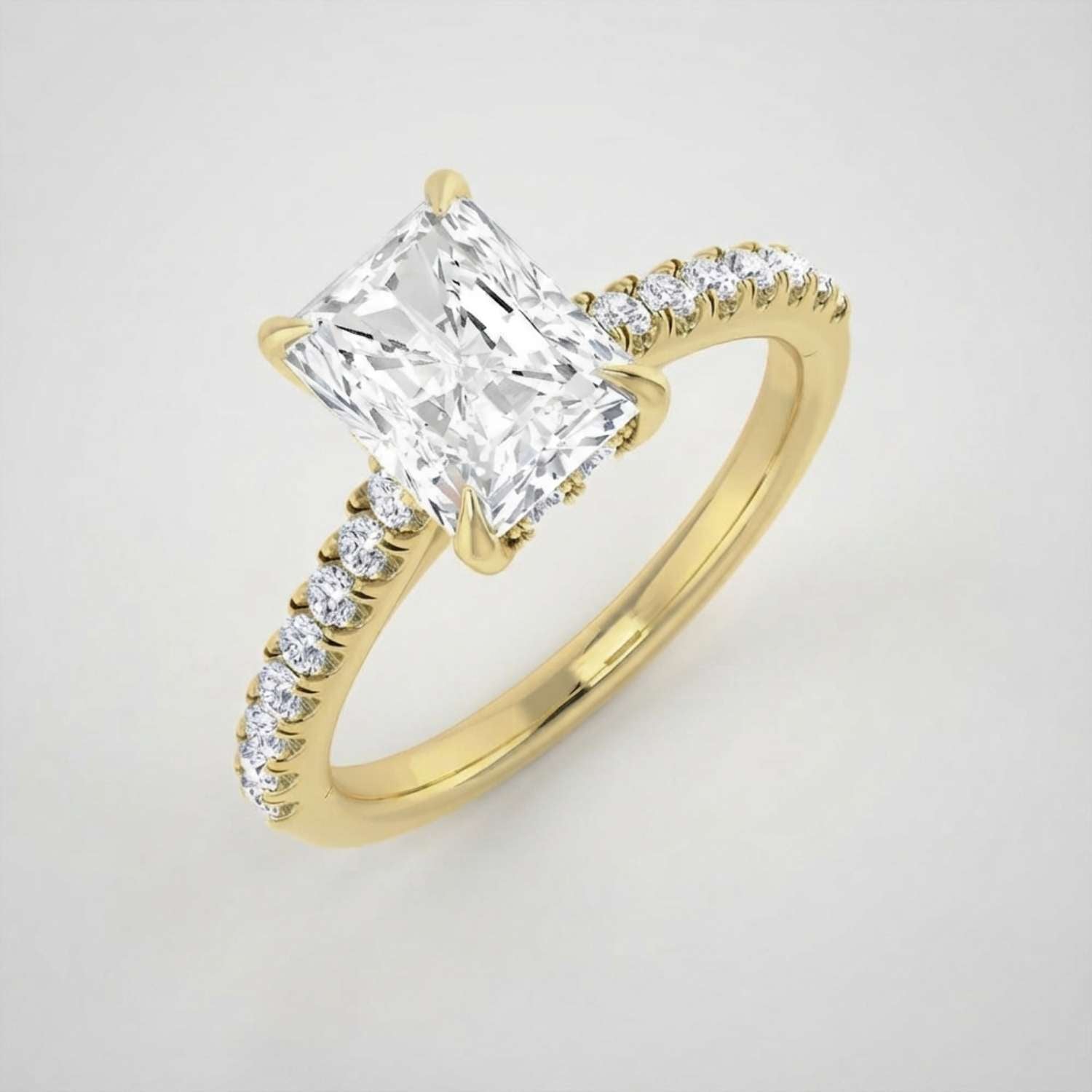 White Gold Radiant Cut Diamond Engagement Ring Proposal Ring