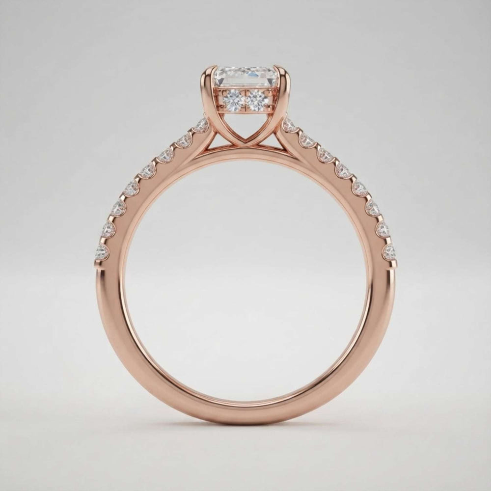 White Gold Radiant Cut Diamond Engagement Ring Side Stones UK Made