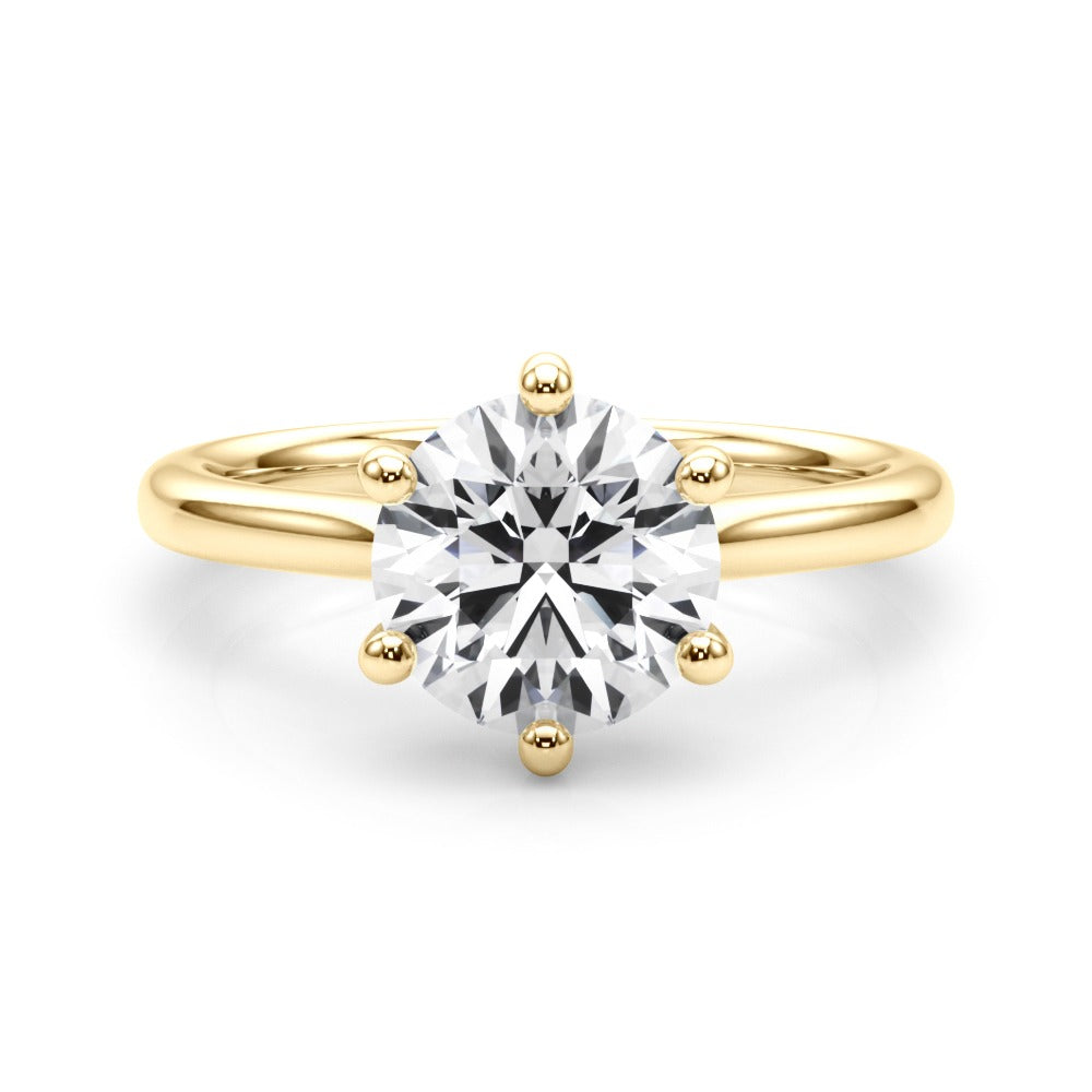 IGI Lab-Grown Solitaire Engagement Ring, Six Claw Set Round Cut Diamond Ring, D Color VVS Clarity