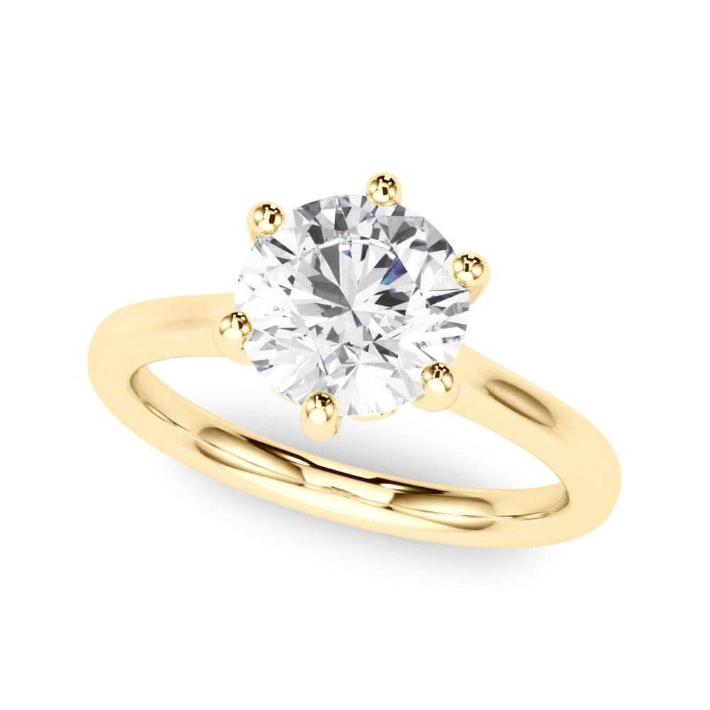 IGI Lab-Grown Solitaire Engagement Ring, Six Claw Set Round Cut Diamond Ring, D Color VVS Clarity