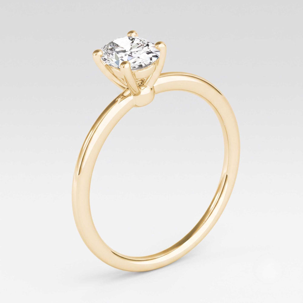 Yellow gold 4 claw oval ring proposal gift for her