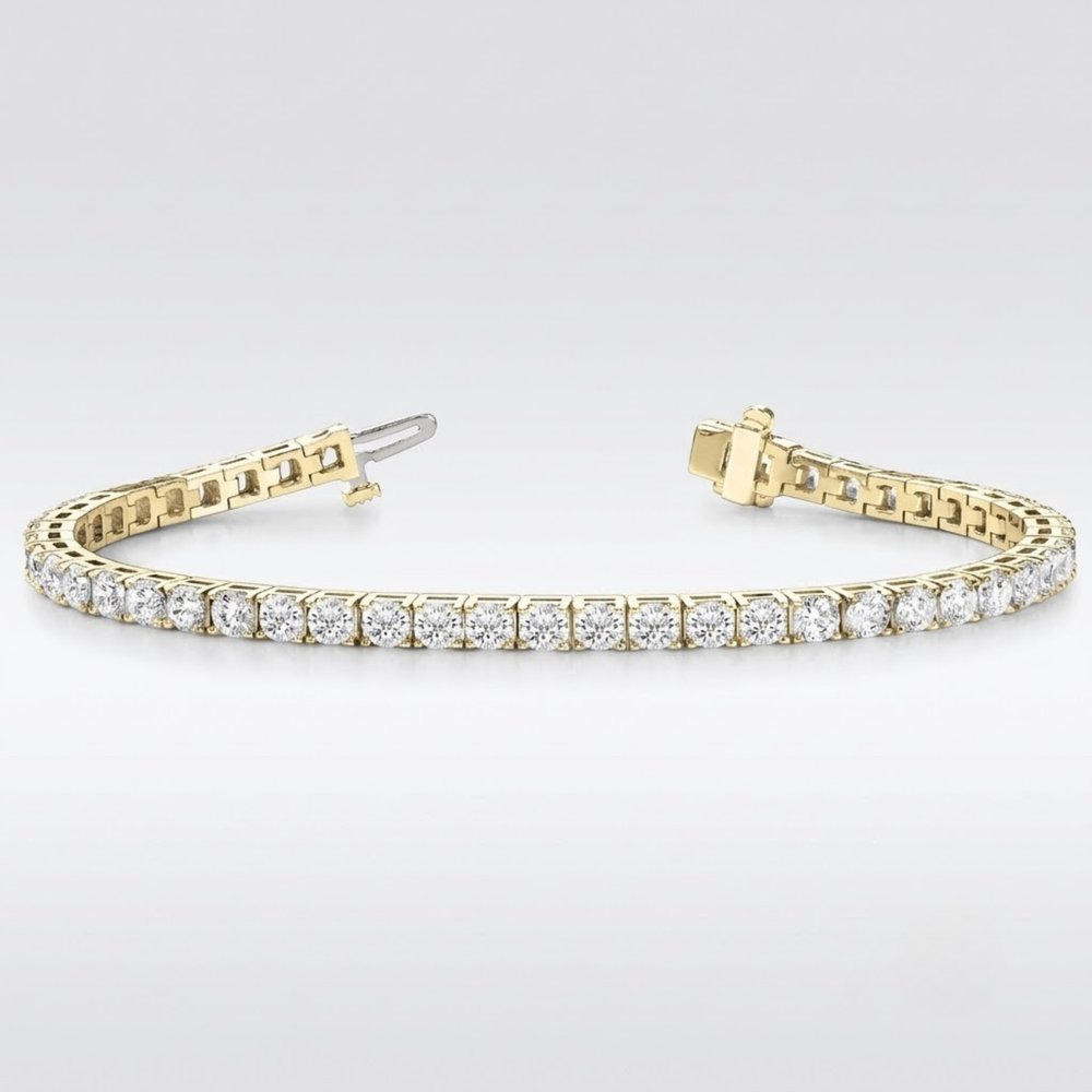 Yellow gold diamond tennis bracelet Christmas gift for her
