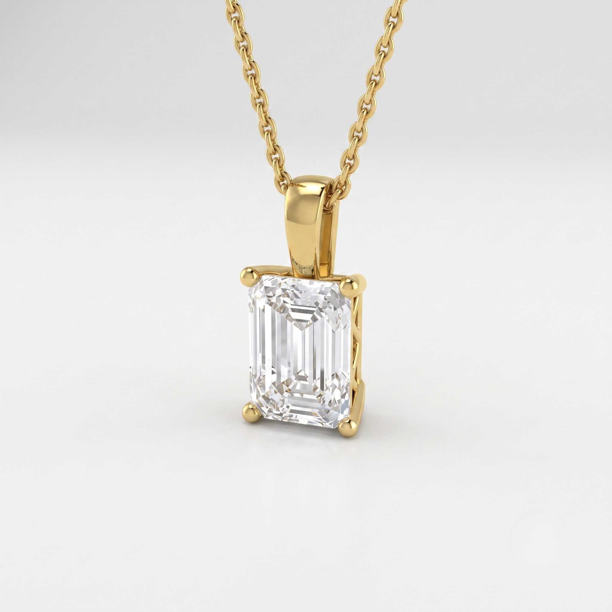 Rose gold emerald cut diamond pendant Mothers Day gift