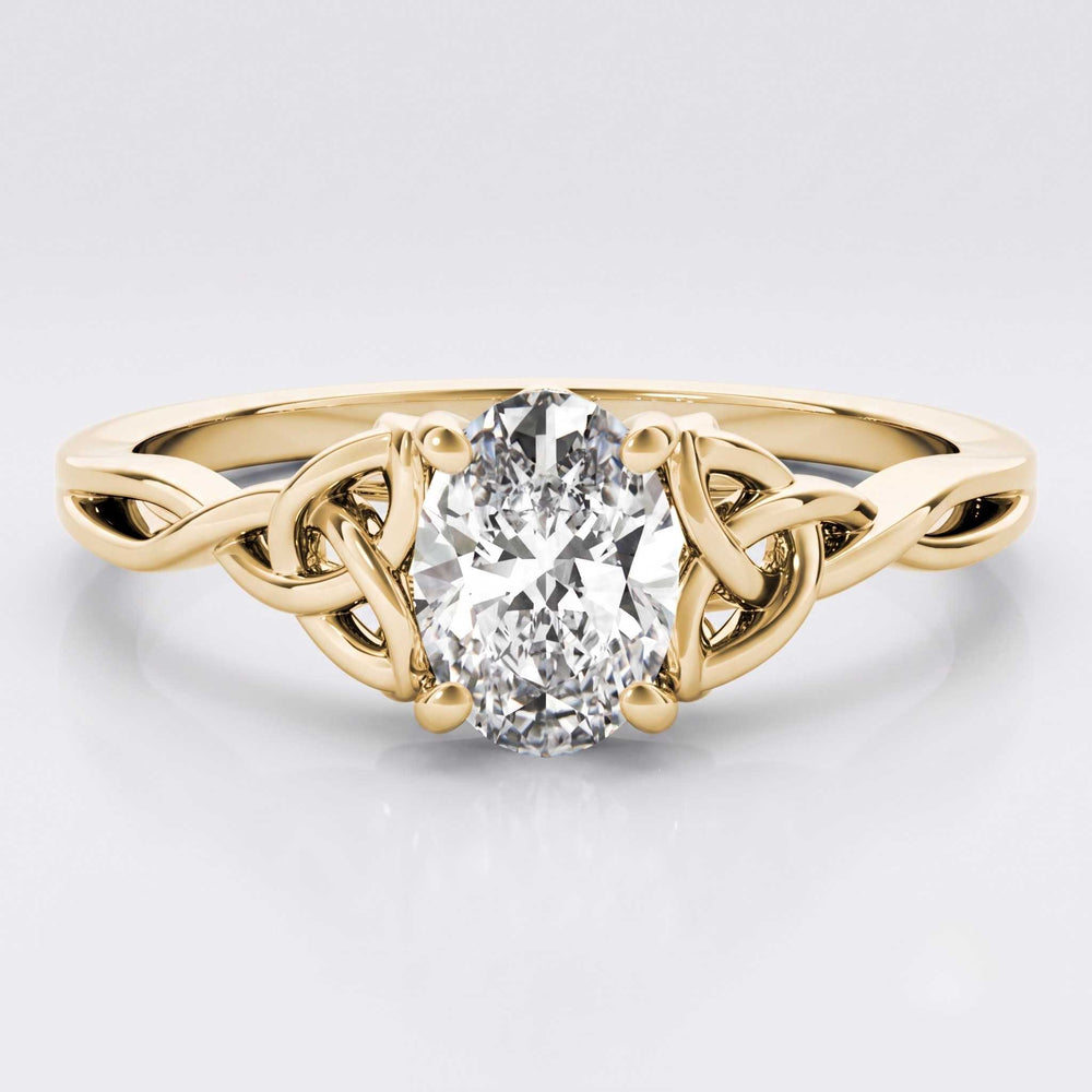 Yellow gold oval Celtic knot ring proposal gift for her