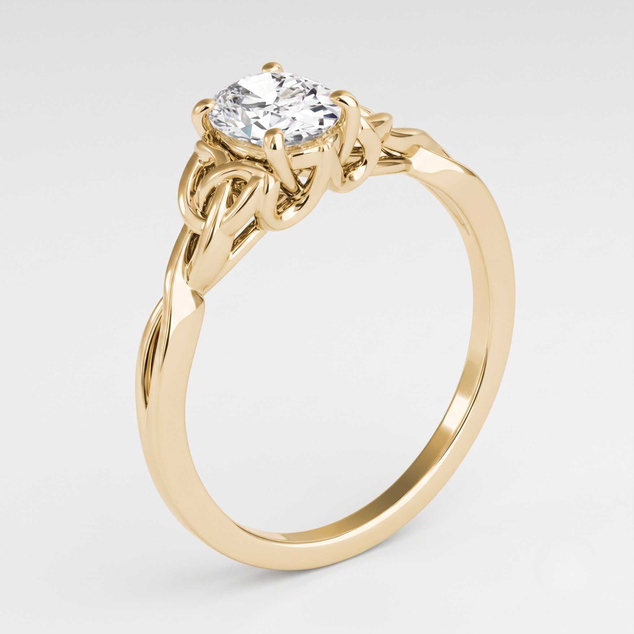 Yellow gold oval Celtic knot ring wedding gift for bride