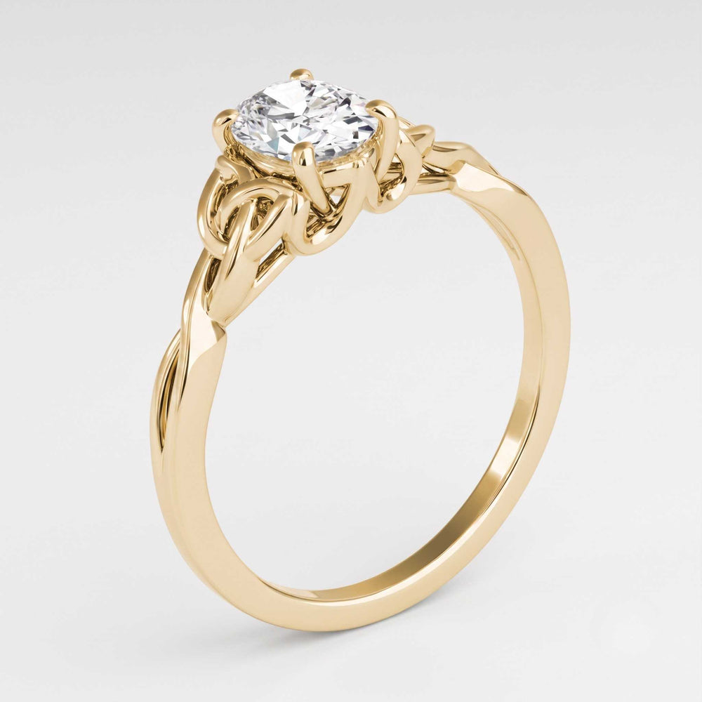 Yellow gold oval Celtic knot ring wedding gift for bride