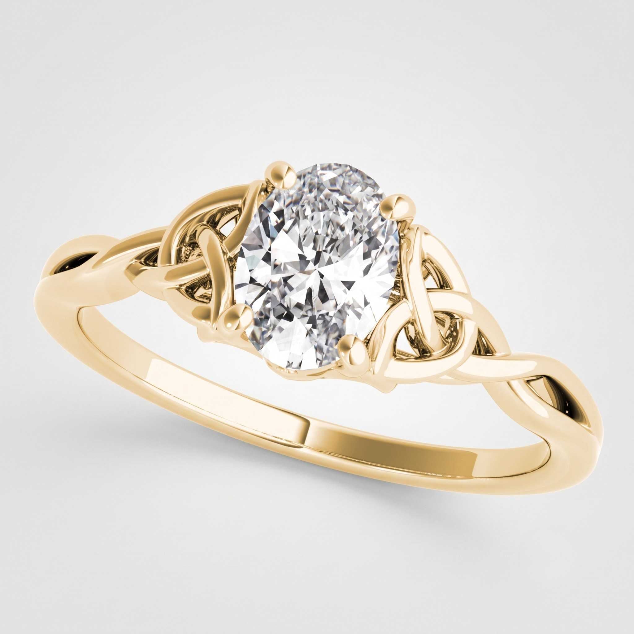 Yellow gold oval solitaire ring birthday gift for her