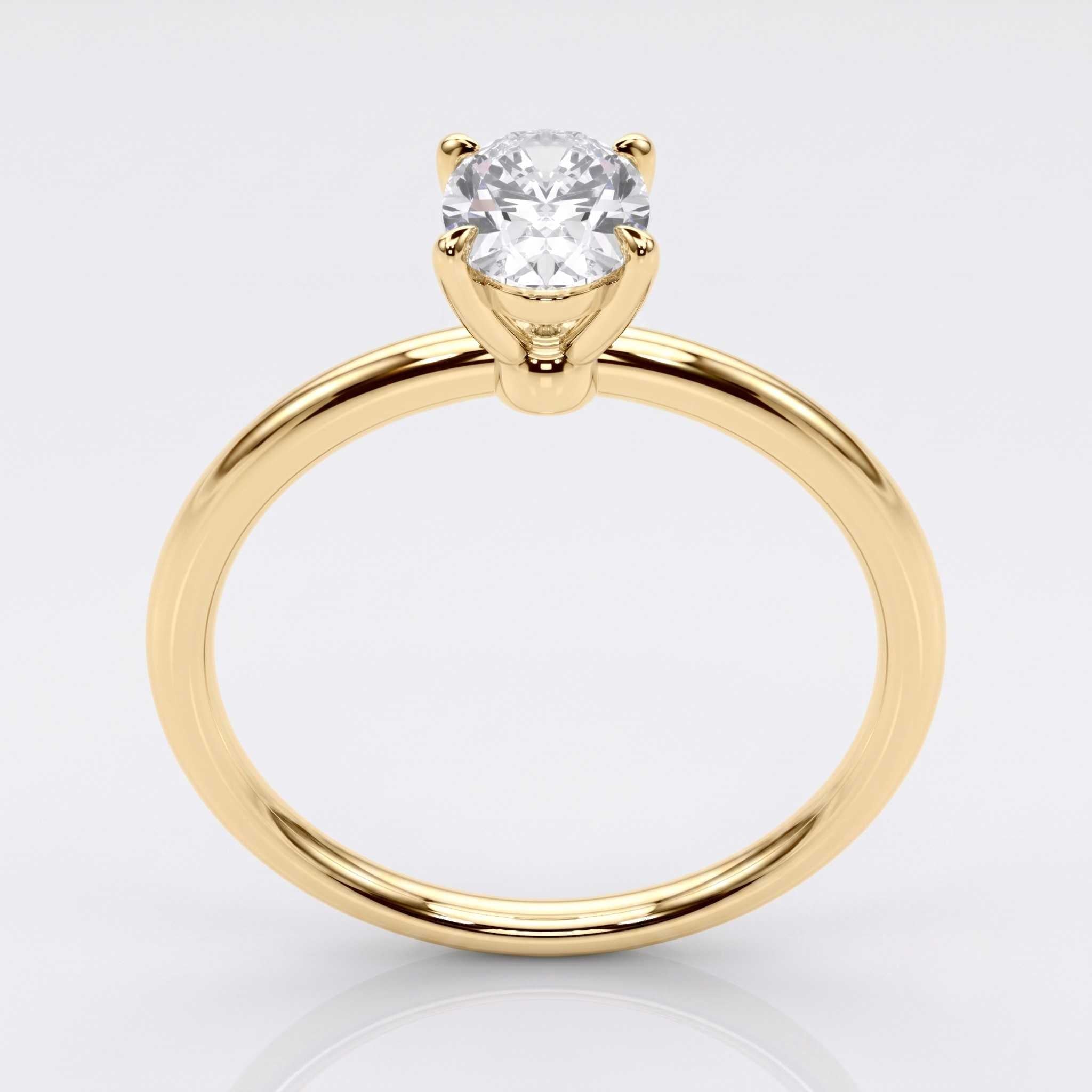 Yellow gold oval solitaire ring birthday gift for her