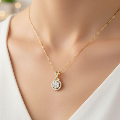 Luxury Diamond Halo Pendant – Cluster Design in Gold & Platinum