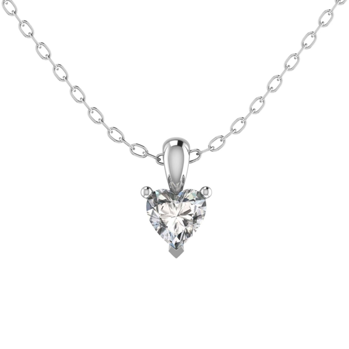 Natural Heart Cut Diamond Claw Set Solitaire Pendant in Gold