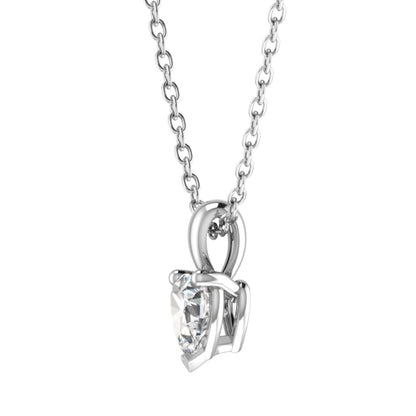 0.40 Carat F/SI Natural Heart Cut Diamond Claw Set Solitaire Pendant in 9k White Gold